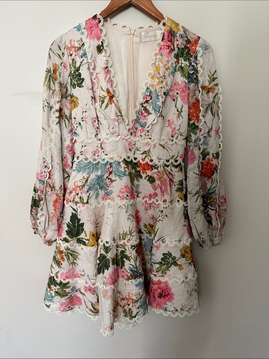 Zimmermann Dresses & Skirts - Zimmermann Floral Lace-Trim Mini Dress Excellent condition!